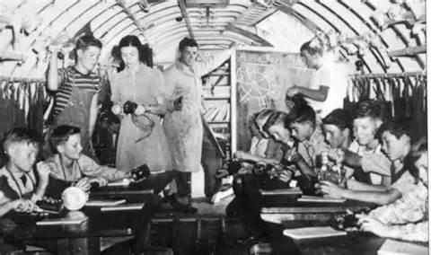 Classes were held in an airplane. Photo from Arvin Federal Emergency School