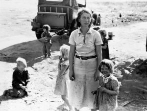 Families from Oklahoma’s Dust Bowl traveled to California with the hop of jobs. WPA photo