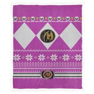 3D Mighty Morphin Power Ranger Pink Ugly Christmas Custom Blanket