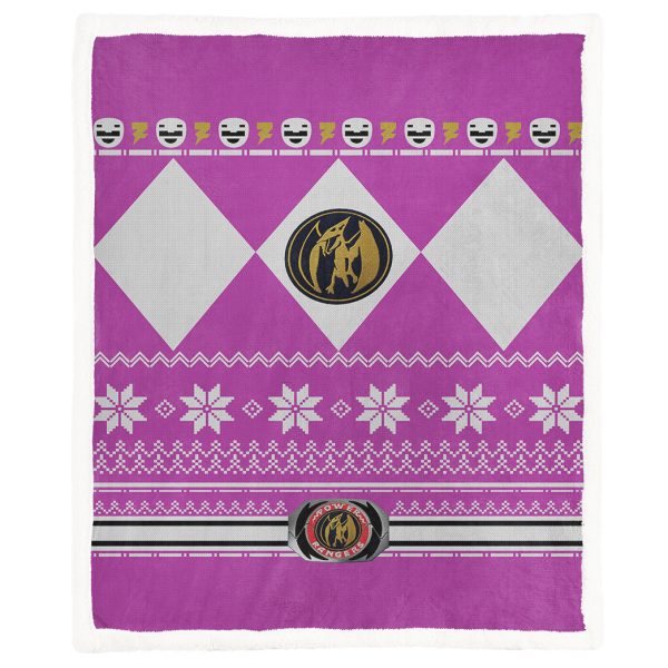 3D Mighty Morphin Power Ranger Pink Ugly Christmas Custom Blanket