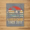 4Th Birthday Dinosaur 4 Year Old Boy Kids Awesome Since 2017 Fleece Blanket