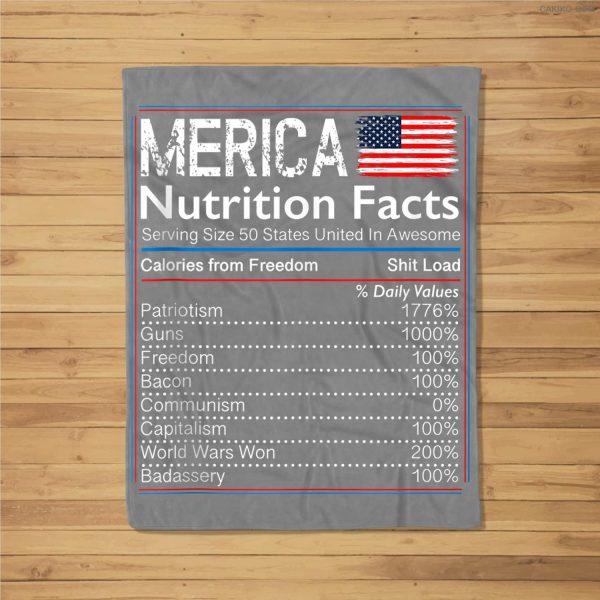 4Th Of July Proud American Merica Nutrition Facts Fleece Blanket