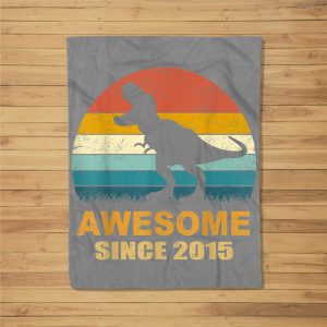 6Th Birthday Dinosaur 6 Year Old Boy Awesome Since 2015 Gift Fleece Blanket