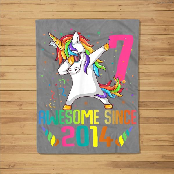 7 Years Old 7Th Birthday Unicorn Dabbing Girl Party 2021 Fleece Blanket