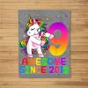 9 Years Old Unicorn Flossing 9Th Birthday Girl Unicorn Party Fleece Blanket