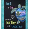 A Girl Loves Turtles And Beaches Blanket