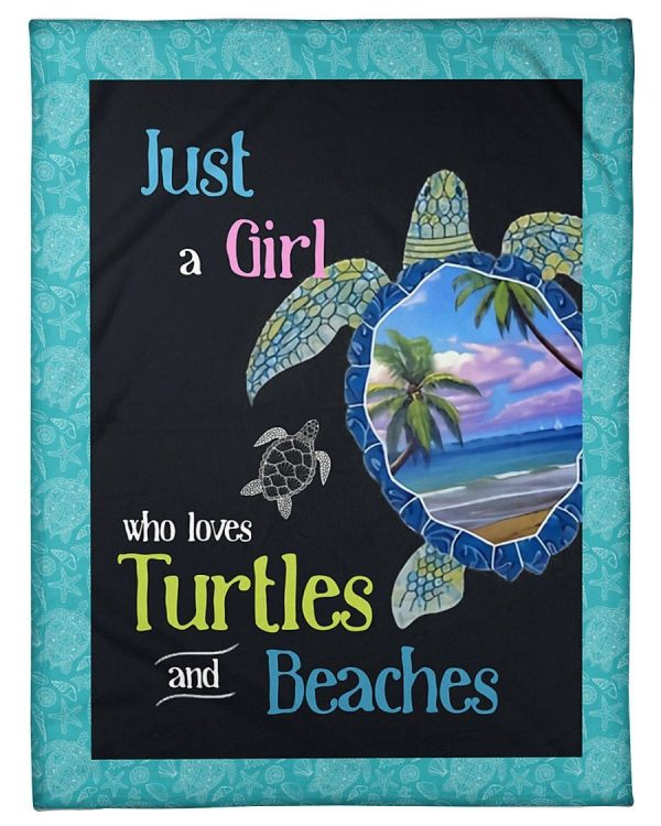 A Girl Loves Turtles And Beaches Blanket