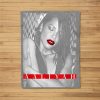 Aaliyah Red Lips With Red Type Block Fleece Blanket