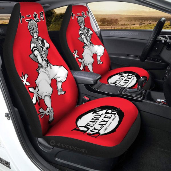 Akaza Car Seat Covers Custom Demon Slayer Anime Car Accessories Manga Style For Fans