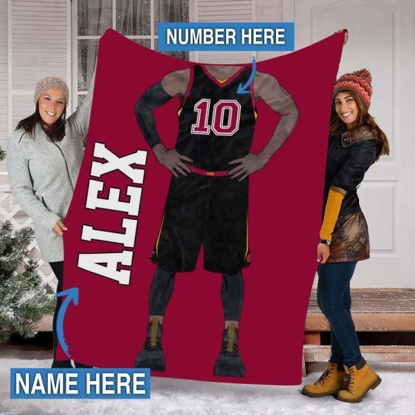 Alex Basketball Custom Text Name And Number Printed Blanket