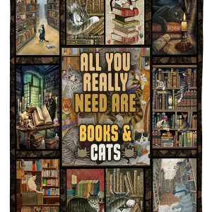 All You Need Are Books And Cats Blanket