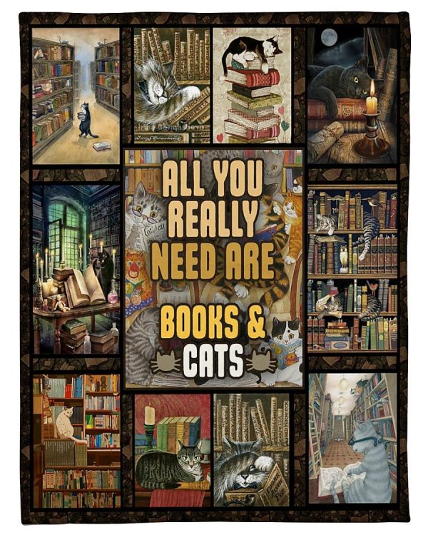 All You Need Are Books And Cats Blanket