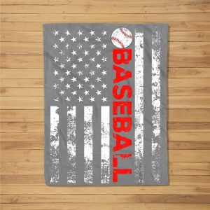 American Flag Baseball Team Gift Fleece Blanket