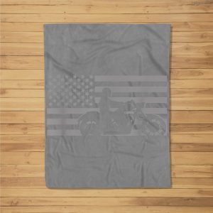 American Flag Biker Motorcycle Fleece Blanket