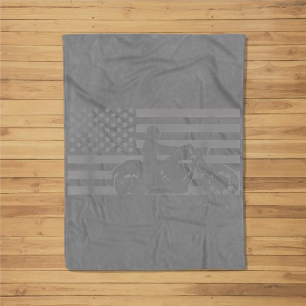 American Flag Biker Motorcycle Fleece Blanket