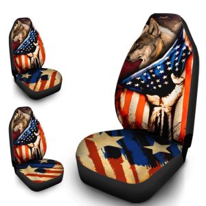 American Flag Car Seat Covers Custom Wolf Car Accessories