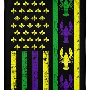 American Flag Crawfish Mardi Gras Blanket