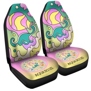 Aquarius Colorful Car Seat Covers Custom Zodiac Car Accessories