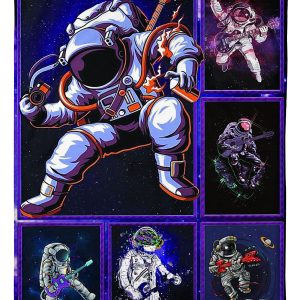 Astronaut Play Electric Guitar Blanket