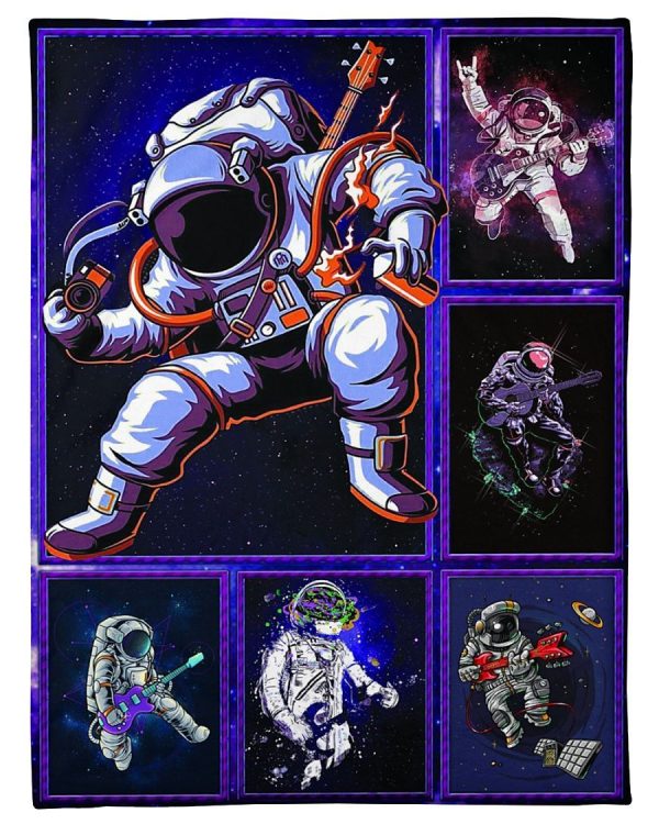 Astronaut Play Electric Guitar Blanket