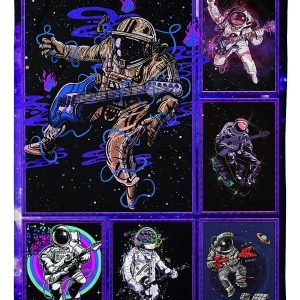 Astronaut Play Guitar Blanket