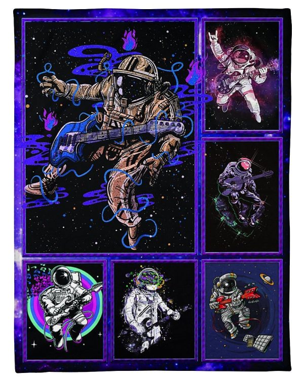 Astronaut Play Guitar Blanket