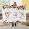 Audrey Pink Floral Elephant Name Custom Text Printed Blanket