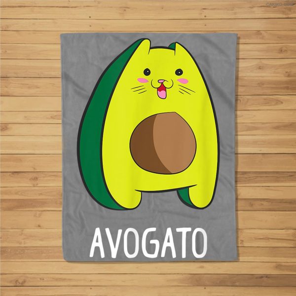 Avagato Cat Design Avogato Avocado Gift Fleece Blanket