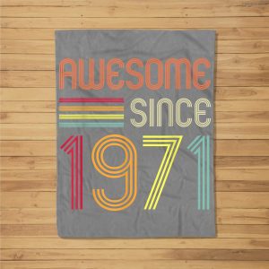 Awesome Since 1971 50Th Birthday Retro Fleece Blanket