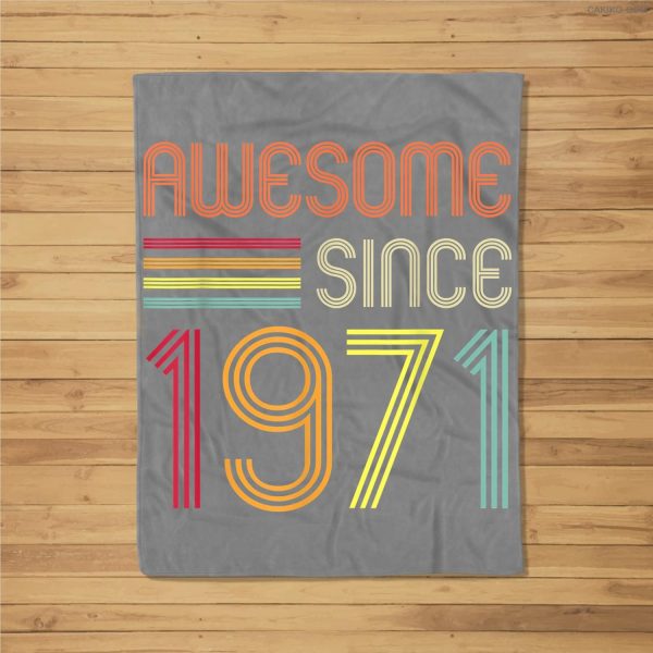 Awesome Since 1971 50Th Birthday Retro Fleece Blanket