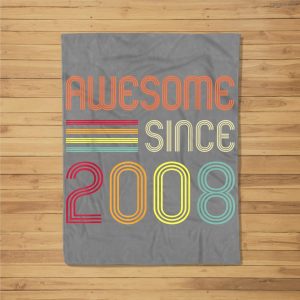 Awesome Since 2008 13Th Birthday Retro Fleece Blanket