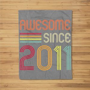 Awesome Since 2011 10Th Birthday Retro Fleece Blanket