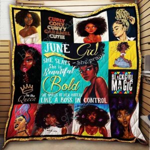 BC June Girl Black Queen Quilt Blanket KC1207