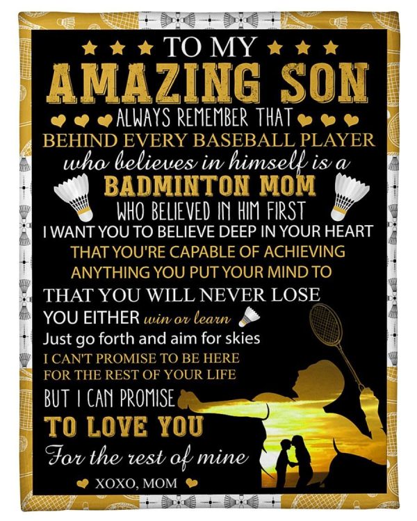 Badminton My Amazing Son Win Or Learn Blanket