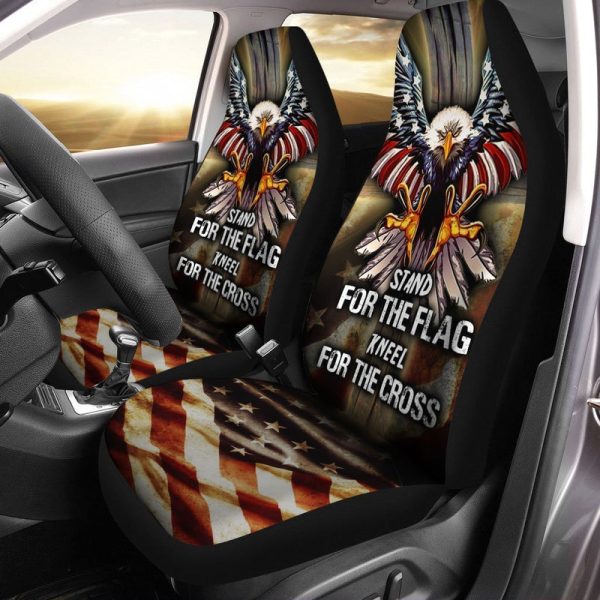 Bald Eagle Car Seat Covers Custom Stand For The Flag Car Accessories