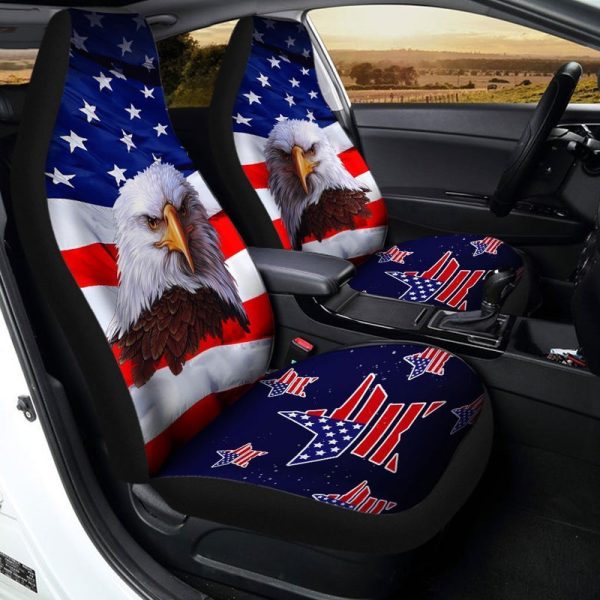 Bald Eagle Car Seat Covers Custom US Flag Car interior Accessories