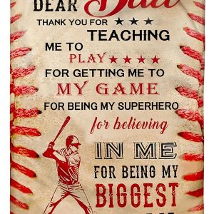 Baseball Dear Dad Thank You Blanket