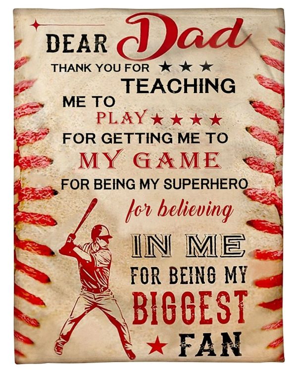 Baseball Dear Dad Thank You Blanket