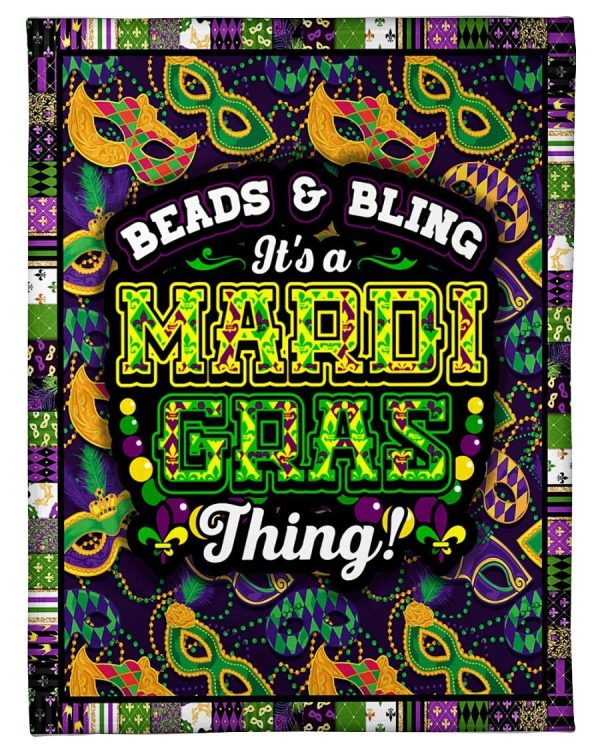 Beads And Bling A Mardi Gras Mask Blanket