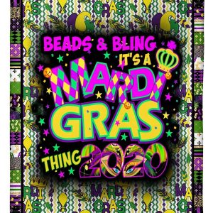 Beads And Bling Mardi Gras Blanket