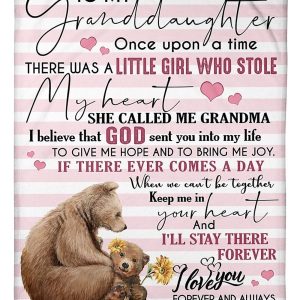 Bear  Giving Granddaughter I Love You Forever Blanket