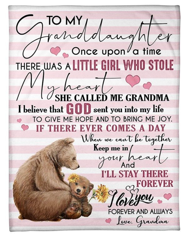 Bear  Giving Granddaughter I Love You Forever Blanket