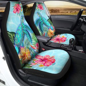 Beautiful Turtle Car Seat Covers Custom Flower Hibiscus Car Accessories