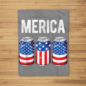 Beer American Flag 4Th Of July Men Women Merica Usa Drinking Fleece Blanket