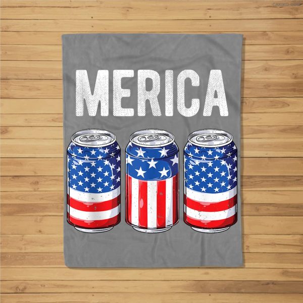 Beer American Flag 4Th Of July Men Women Merica Usa Drinking Fleece Blanket