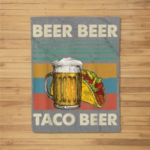 Beer Beer Taco Beer Funny Vintage Women Men Fleece Blanket