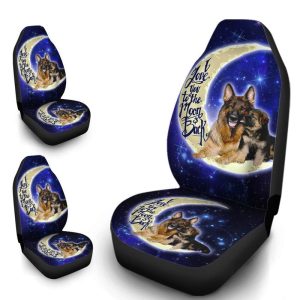 Best German Shepherd Dad Car Seat Covers Custom I Love You To The Moon And Back Car Accessories