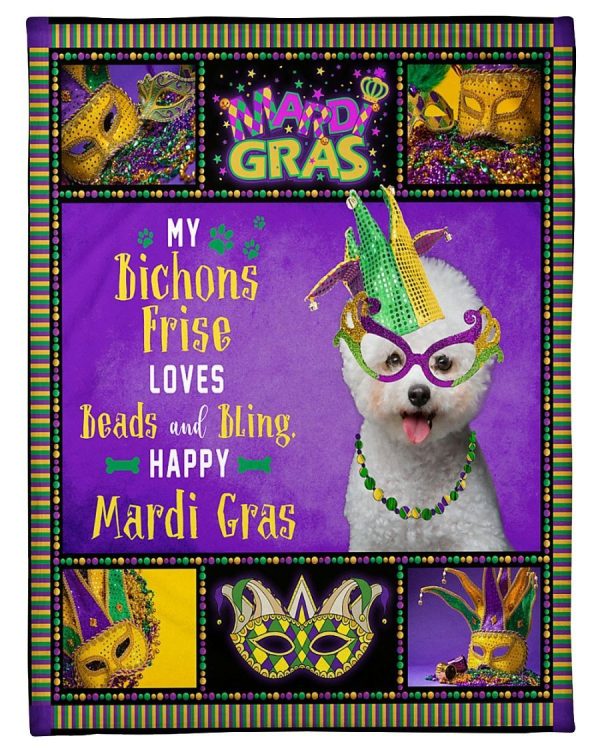 Bichons Frise Mardi Gras Blanket