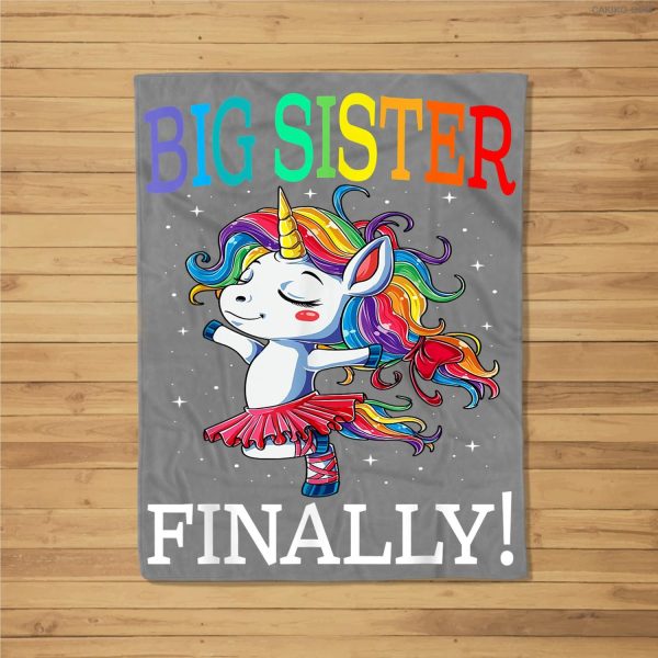 Big Sister Finally Unicorn – Unicorn For Girl Fleece Blanket