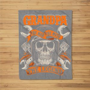 Biker Grandpa The Man The Myth The Legend Motorcycle Fleece Blanket